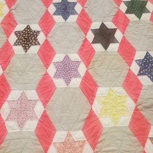 Vintage Quilt Hand Stitched Handmade Cottagecore vintage Star
